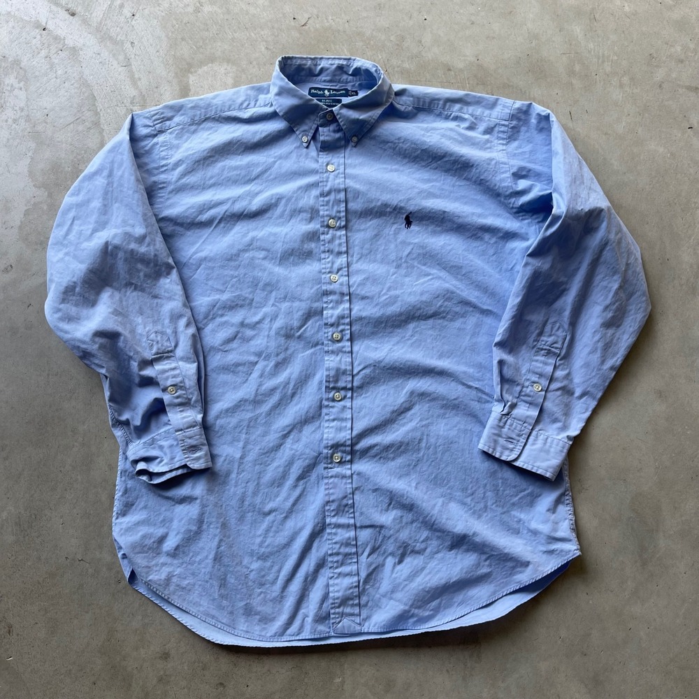 Ralph Lauren Blake Mens XL Blue Long Sleeve Button Down 100% Cotton Shirt